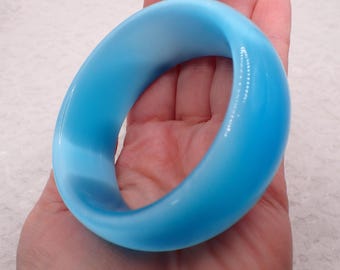 58.9mm Thick Blue Cat’s Eye Crystal Cuff Bangle Bracelet - Thick Cuff Blue Cat Eye Crystal #JEWEL#1960