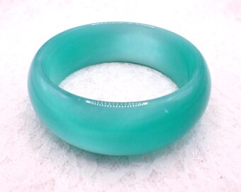 62.5mm Thick Seafoam Green Cat’s Eye Crystal Cuff Bangle Bracelet - Bangle Bracelet - Cat Eye Crystal #JEWEL#1884