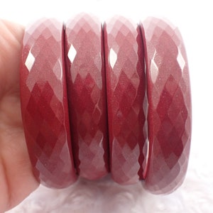62.9mm Faceted Red Cinnabar Crystal Bangle Bracelet - Opaque Shiny Faceted Bracelet - Maroon Cinnabar Crystal Bangle Bracelet #JEWEL#1247