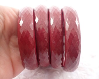 62.9mm Faceted Red Cinnabar Crystal Bangle Bracelet - Opaque Shiny Faceted Bracelet - Maroon Cinnabar Crystal Bangle Bracelet #JEWEL#1247
