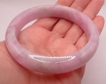 61.6mm Beautiful Natural Purple Kunzite Crystal Bangle Bracelet - Smooth Flat Inside - Purple Flash Kunzite Solid Crystal Bangle #JEWEL#1677