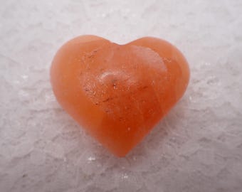 Pretty Orange Selenite Crystal Heart Carving - Orange Sparkly Opaque - Smooth Polished Selenite Charging Crystal - 2 Inches #HEART#1127