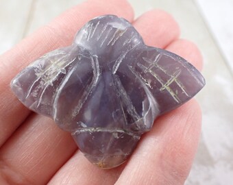 Lovely Grape Agate Crystal Bee - Purple White Tan Grape Agate - 1.75 Inch Hand Made - Purple Grape Agate Bee Insect Carving #ANMLS#1112