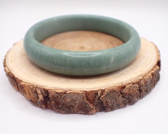 62.4mm Light Green Jade Crystal Bangle Bracelet - Semi-Smooth Polished Bangle -Jade Crystal Bracelet - No Chips Nice Green #JEWEL#1722