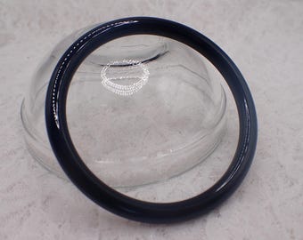 59.3mm Slim Black Agate Bangle Bracelet - Smooth Polished Round Inside - Natural Black Agate Crystal Bracelet - No Chips Bangle #JEWEL#1984