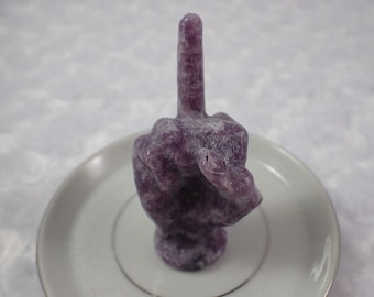 Perfect Purple Lepidolite Middle Finger Crystal - Flip Off Finger - Purple Fist Shaped Crystal - Large 2.75 Inch Purple Finger #CRVNG#2185