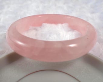 61.0mm Pretty Pink Rose Quartz Crystal Bangle Bracelet - Smooth Round Bangle - Pink Rose Quartz - Crystal Bangle Bracelet #JEWEL#1317