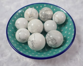 Small Natural White Howlite Crystal Sphere - Shiny Polished Bright White Ball - Smooth Finish 18-22mm Sphere - Howlite Sphere #SPHER#1023