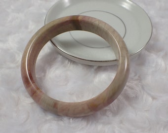 60.9mm Natural Polychrome Jasper Crystal Bangle Bracelet - Beige Pink Crystal Bangle - Smooth Polished Crystal Bangle Bracelet #JEWEL#1214