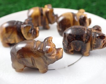 Chunky Little Tiger Eye Jasper Pig Crystal Carving - Brown Gold Tiny Pig Animal Carving - Natural Tiger Eye - 1 Inch Pig Crystal #MINIS#1014