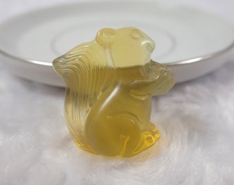 Beautiful Yellow Fluorite Crystal Squirrel - Flat Back Squirrel Figurine - 1 Inch Clear Yellow Fluorite Crystal Squirrel #ANMLS#1241