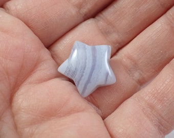 1 Piece Natural Blue Lace Agate Crystal Star - High Quality Mini Carving - Banded Blue Lace Agate Star - Smooth Mini Carving #MINIS#1041