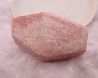 Pink Opal Faceted Crystal Freeform - Pink White Smooth Textured Finish - Pink Opal Freeform 2 Inch - Chunky Pink Opal Crystal #FRFRM#1081