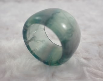 Pretty Natural Rainbow Fluorite Crystal Ring - Green Purple Smooth Thick Bangle Ring - 22.3mm Diameter Smooth Fluorite Crystal #RINGS#1097