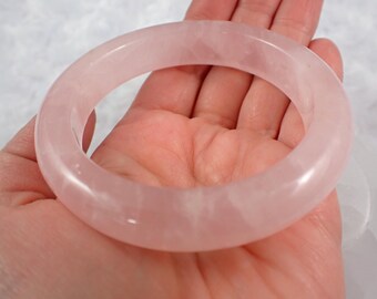 59.7mm Light Pink Rose Quartz Crystal Bangle Bracelet - Smooth Round Bangle - Light Pink Rose Quartz - Crystal Bangle Bracelet #JEWEL#1539