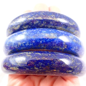 61.0mm Natural Blue Lapis Lazuli Crystal Bangle Bracelet - Thick Smooth Flat Inside - Polished Bangle Crystal Bracelet No Chips #JEWEL#1422