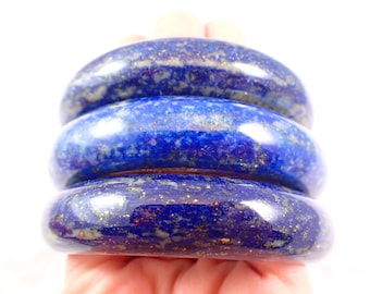 61.0mm Natural Blue Lapis Lazuli Crystal Bangle Bracelet - Thick Smooth Flat Inside - Polished Bangle Crystal Bracelet No Chips #JEWEL#1422