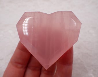 High Quality Natural Rose Quartz Crystal Heart - Smooth Faceted Beveled Edge Heart - 2 Inch Crystal Heart Rose Quartz  #HEART#1131