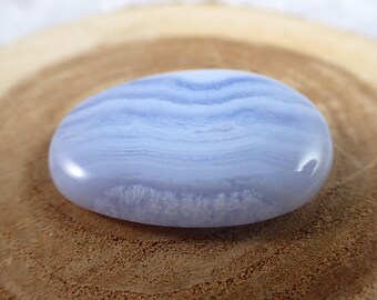 Gorgeous Natural Blue Lace Agate Crystal Smooth Stone - Banded Blue Lace Agate Oval - Smooth Blue Flat Stone - 1.25 Inches Blue #SMTHS#1006