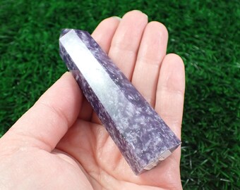 Purple Lepidolite Crystal Tower - Purple White Faceted Polished - 3.5 Inch Purple Crystal Tower Lepidolite - Smooth Faceted #TOWER#1248