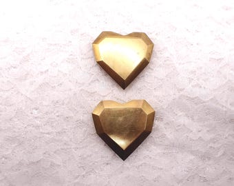Natural Gold Heart Crystal Made of Copper - Shiny Polished Beveled Edge Heart - 1.5 Inch Heavy Gold Color Copper Heart #HEART#1119