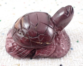 Pretty Mookaite Jasper Crystal Turtle Carving - Large Textured Turtle - 3 Inch Maroon Gold Mookaite Turtle - Natural Crystal #ANMLS#1006