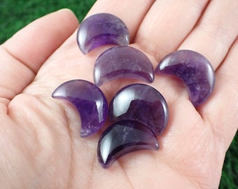 Lovely Natural Amethyst Crystal Mini Moon Carving - Smooth Polished Deep Purple Moon - .75 Inch Small Natural Amethyst Mini Moon #MINIS#1025