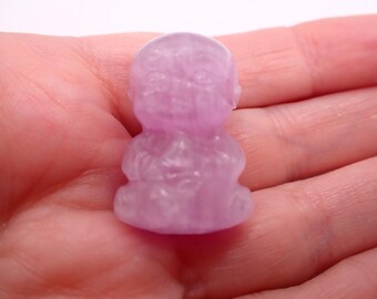 Adorable Natural Purple Kunzite Crystal Buddha Carving - Flashy Light Purple Buddha Body Figurine - 1 Inch Kunzite Crystal Buddha RELGS#1026