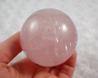 Large Rainbow Silver Flash Rose Quartz Crystal Sphere - 2.5 Inch Round Polished Ball - Pink Rose Quartz Smooth Finish - No Chips #SPHER#1105