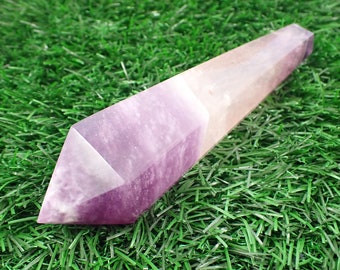 Gorgeous Natural Purple Fluorite Crystal Wand - Banded Translucent Fluorite Wand - Faceted Sharp Point - 5.25 Inch Large Wand #WANDS#1039