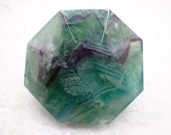 Large Natural Rainbow Fluorite Diamond Shaped Crystal - Smooth Polished Faceted Crystal - 2.5 Inches Green Purple Diamond #CRVNG#2269