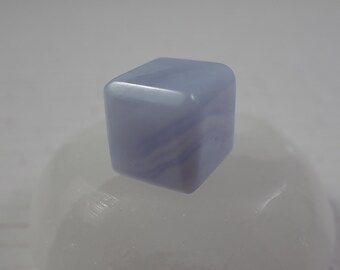 1 Piece Natural Blue Lace Agate Mini Crystal Cube - Blue White Banding Cube - Beveled Edge Cube - High Quality Mini Carving - #CRVNG#1012