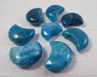 1 Piece Natural Blue Apatite Crystal Mini Moon Carving - Smooth Polished Teal Blue - Small Natural Blue Apatite Crystal Moon #MINIS#1043