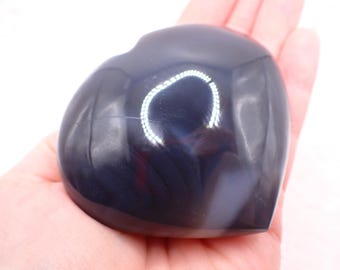 Large Natural Orca Agate Heart Crystal - Gray White Shiny Heart - Big 3 Inch Smooth Crystal - Natural Gray White Orca Agate #HEART#1114