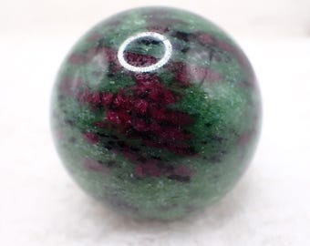 1 Piece Ruby in Zoisite Crystal Sphere - Bright Purple Green Orb Shaped - Smooth Polished Round Crystal - 2 inch Sphere #SPHER#1112