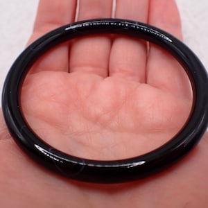 57.4mm Slim Black Onyx Bangle Bracelet - Smooth Polished Round Inside - Natural Black Agate Crystal Bracelet - No Chips Bangle #JEWEL#1903