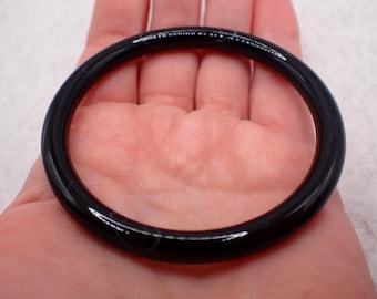 57.4mm Slim Black Onyx Bangle Bracelet - Smooth Polished Round Inside - Natural Black Agate Crystal Bracelet - No Chips Bangle #JEWEL#1903