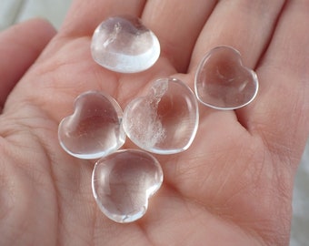 1 Piece Natural Clear Quartz Crystal Mini Heart Carving - Small Clear Smooth Heart - .5 Inch Smooth Polished Crystal Clear Heart #MINIS#1002