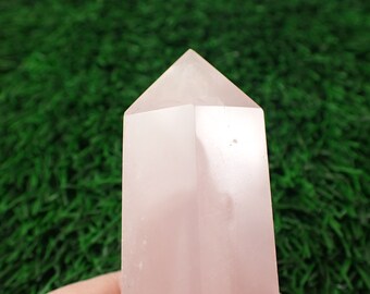 1 Piece Natural Rose Quartz Crystal Tower - Pink Opaque Faceted Smooth Polished - Great Condition Rose Quartz Crystal Point #TOWER#1284
