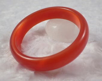 59.7mm Bright Shiny Red-Orange Cats Eye Crystal Bangle Bracelet - Smooth Finish Flat Inside - Bangle Bracelet - Cat Eye Crystal #JEWEL#1176