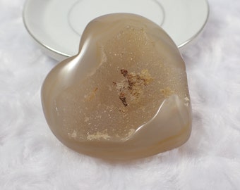 Sugar Texture Druzy Agate Crystal Heart - Smooth Heart Crystal - Brown Druzy Agate - 2 Inch Heart Brown Gray Sparkle Druzy Agate #HEART#1083