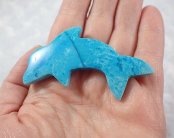 Awesome Dolphin/Shark Shaped Agate Crystal - Bright Blue Dyed Crystal - 2.5 Inch Flat Back Smooth Polished Dolphin - Druzy Agate #ANMLS#1017