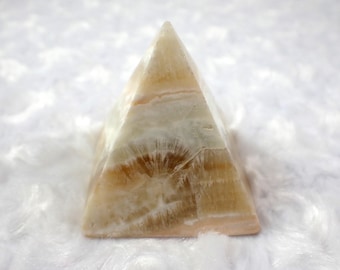 Lovely Natural Caribbean Calcite Crystal Pyramid - Smooth Pyramid Crystal - 2 Inch Aqua Blue Brown White - Caribbean Calcite #PYRMD#1005