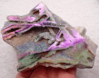 Super Sparkly Large Aura Sphalerite Crystal Slab - White Gray Purple - Flat Textured Sugar Slab - Aura Sphalerite Slab #SLABS#1065