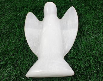 1 Piece Natural Selenite Crystal Angel Carving - Large White Opaque Smooth Polished - Selenite Charging Crystal Christmas Angel #CRVNG#1240