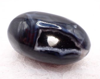 Unique Natural Crystal Rhodonite Egg - Black Gray White Smooth Polished Egg - Hollow Druzy Crystal Egg  - Black Rhodonite Crystal #EGGS#1036