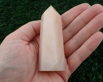 Natural Pink Aventurine Crystal Tower - Peach Faceted Tower - Smooth Standing Peach Aventurine - 3.25 Inch Natural Crystal Tower #TOWER#1280