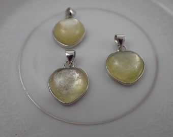 Gorgeous Natural Golden Mica Crystal Heart Pendant - Silver Wrapped Yellow Mica Heart - 14mm Small Natural Crystal Heart Pendant #PNDNT#1061