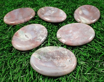 1 Piece Natural Ocean Jasper Crystal Worry Stone - Small Smooth Polished Oval - 1.75 Inch Purple Pink Green Gray - Worry Stone #WORRY#1008