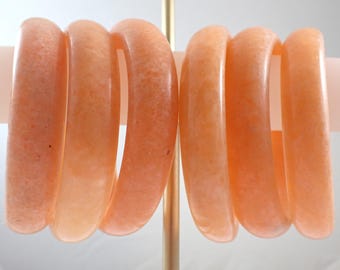 58.8mm Pretty Peach Sunstone Crystal Bangle Bracelet - Semi-Smooth Polished Crystal Bangle Bracelet - Peach Gray Opaque Sunstone #JEWEL#1393